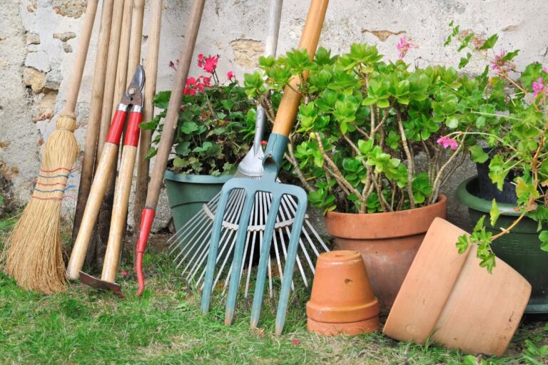 outils de jardin en silence